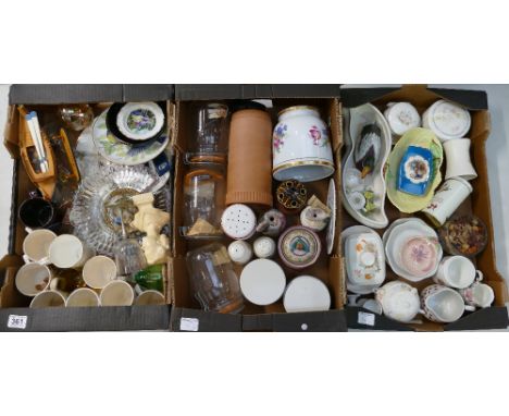 A mixed collection of items to include commemorative plates, kitchenalia, assorted ceramic items. (3 trays)