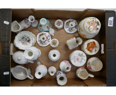 A mixed collection of items to include Aynsley sweetheart vases, Saddlers trinket boxes and ginger jars, candlesticks, and ot