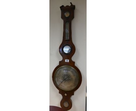 Inlaid mahogany banjo barometer (damaged top)