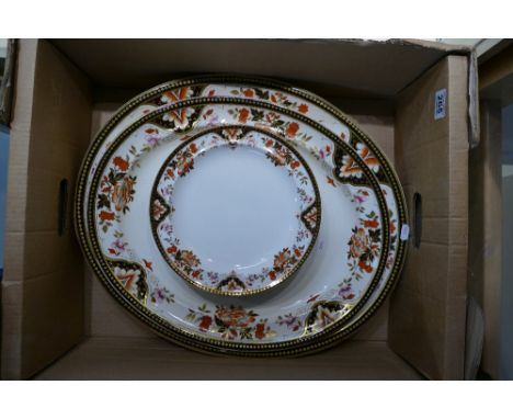 A collection of Wedgwood dinnerware in the G1270 pattern to include very large meat platter, serving platter and 7 dinner pla