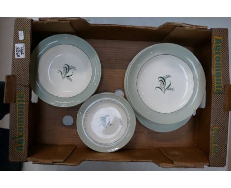 A mixed collection of Copeland Spode dinnerware in the Olympus design to include dinner plates, side plates, pasta bowls etc 