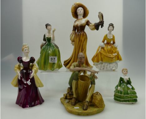 A collection of ceramic figures to include Royal Doulton lady figure Fleur HN2368, Loretta HN2337, Coralie HN2307, Beth HN234