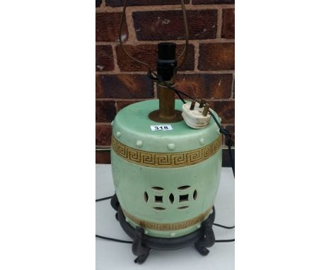 Large Chinese Seldon table lamp height 31cm 