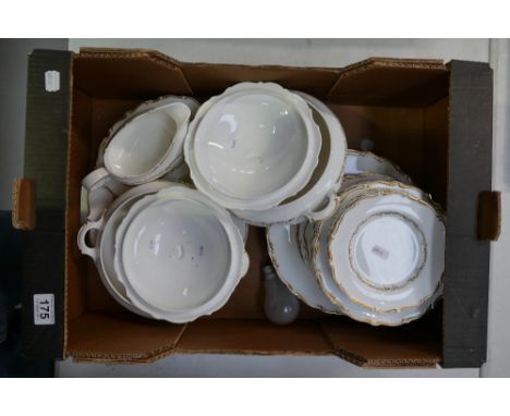 A large collection of Royal Doulton dinnerware in the Richelieu design to include dinner plates, side plates, tureens, gravy 
