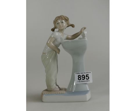 Lladro figure of a Girl with a wash basin "Clean Up Time" model 4838