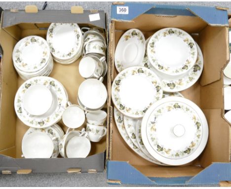 A large collection of Royal Doulton Larchmont tea and dinnerware to include dinner plates, serving platters, tureens, cups, s