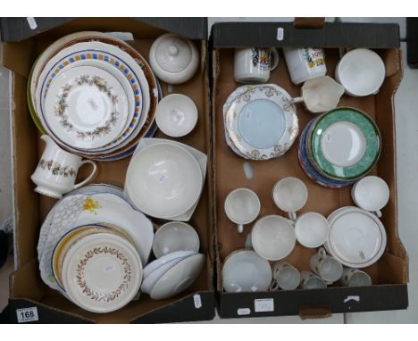 A mixed collection of ceramic items to include unmarked part tea set, commemorative cups, Harrods motif Royal Stafford part m