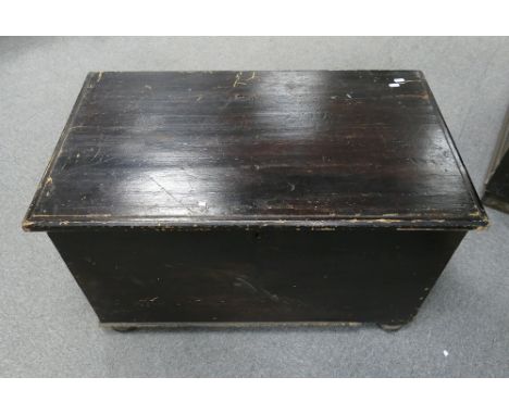 Painted black pine blanket box with candle stick holder 