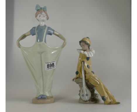 Two Lladro Nao figures of Harlequins 