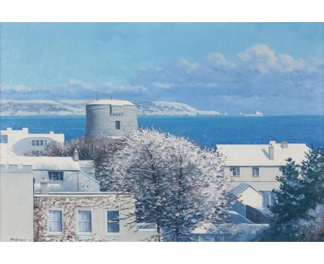 Brett McEntagart RHA (b.1939)James Joyce Tower, Winter 2010Oil on canvas, 51 x 76cm (20 x 30'')Signed