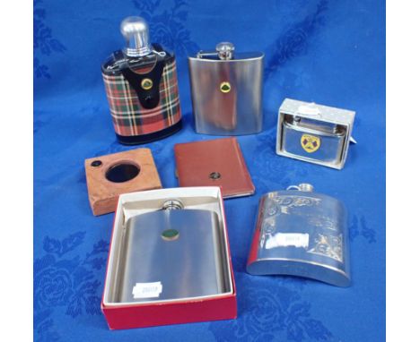 A COLLECTION OF LOTUS AND LAND ROVER MEMORBILLIA including hipflasks, cigarette case, paperweight and a 'British Racing and S