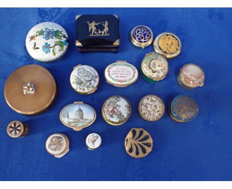FOUR MODERN BILSTON AND BATTERSEA ENAMEL BOXES with others similar 