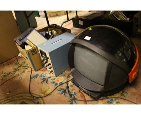 A QUANTITY OF ELECTRICALS TO INCLUDE A PHILLIPS HELMET TV, PRINZFLEX CAMERA ETC