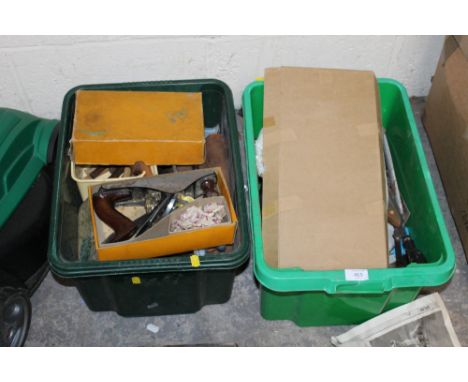 TWO BOXES OF TOOLS TO INCLUDE PLANES ETC