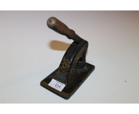 A CAST METAL CINEMA TICKET STAMP FOR THE FENTON PICTURE PALACE, FENTON BY SHAW & SONS OF FETER LANE, LONDON