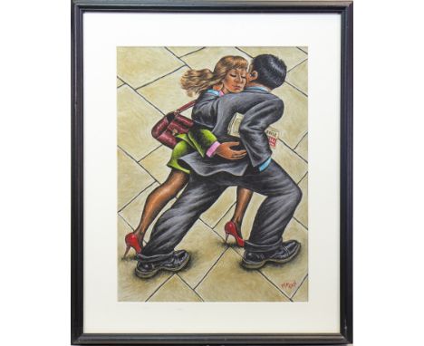 * GRAHAM MCKEAN, RED SHOES pastel on paper, signed 62cm x 47cm Mounted, framed and under glass