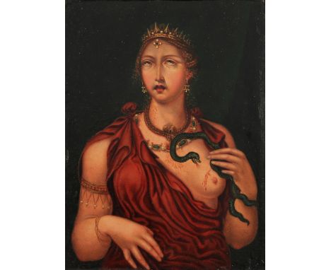 F. FABRONI after THIMOMAKOS OF BYZANTIUM. Framed, signed, dated 1825 and inscribed verso, oil on paper laid on board, portrai
