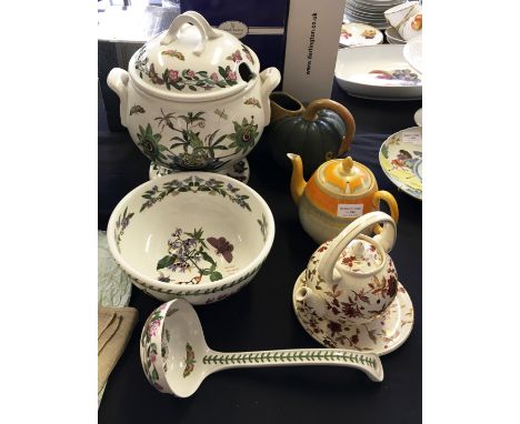 A lot to include Shelley tea pot, handle A/F, Bu Lu pumpkin jug, Muster-Schutz teapot and a selection of Portmerion including