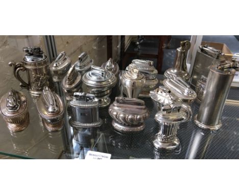 *A group of 20 assorted silver plated lighters including Ronson Queen Anne, Parker Roller Beacon etc.
