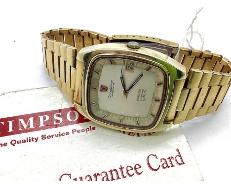 Omega; A Constellation Chronometer Electronic f300Hz Gent's Wristwatch, the signed cushion shape dial with block markers, cen