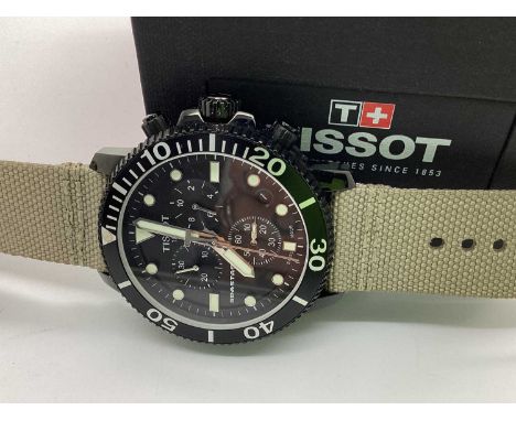 Tissot; A Modern Seastar Chronograph Gent's Wristwatch, the signed black dial with dot and block markers, centre seconds, thr