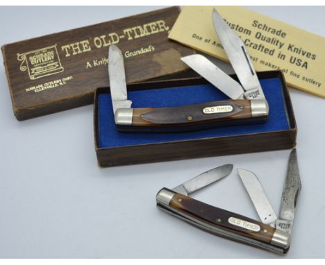 2 Schrade Old Timer pocket knives 4' & 3.5' bodies