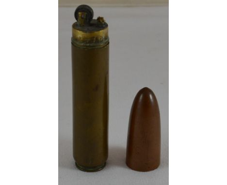 Trench Art - brass shell case petrol lighter 6'h