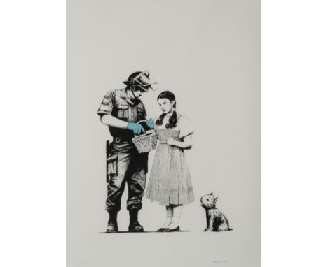 δ Banksy (b.1974)Stop and SearchScreenprint in colours, 2007, signed in blue pencil, numbered from the edition of 500, on Arc