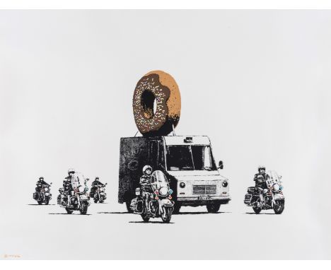 δ Banksy (b.1974)Donuts (Special Edition - Chocolate)The rare and important screenprint with extensive hand-colouring in colo