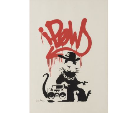 δ Banksy (b.1974)Gangsta RatScreenprint in colours, 2005, signed, dated and numbered from the edition of 150 in pencil, on wo