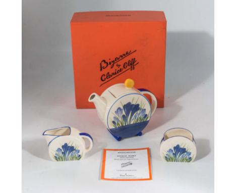 A Wedgwood Clarice Cliff blue crocus tea set