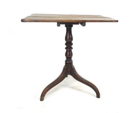 A 19th century oak tea table, with kick leg action, raised upon tapered legs, 93  by 46 by 74cm high, together with two 19th 