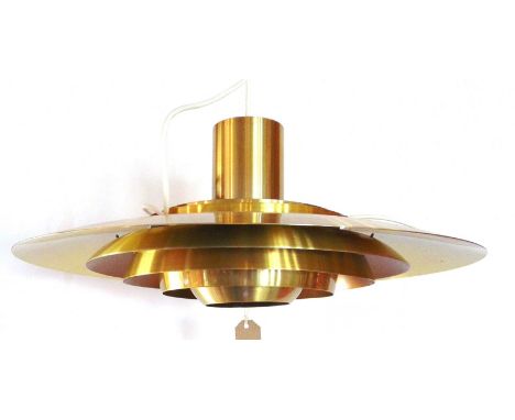 FABRICIUS & KASTHOLM FOR NORDISK SOLAR:  a 1960s Danish tiered metal ceiling light pendant, 55cm diameter
