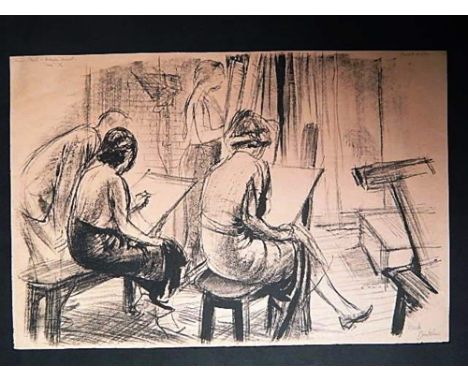PERCY DRAKE BROOKSHAW (BRITISH, 1907 - 1993)  'Classroom' lithograph, signed and dated in red pencil bottom right '36' (1936)