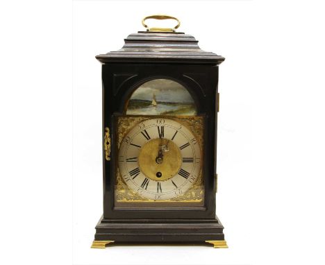 An ebonised bracket clock , with double fusee movement. 47cm high