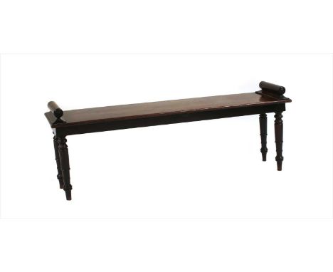 A Victorian mahogany hall bench, 129cm wide, 30.5cm deep, 49cm high