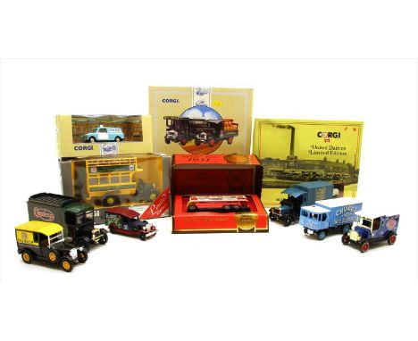 A collection of model cars , comprising boxed Matchbox 'Models of Yesteryear', Corgi 'Classic Commercials from Corgi', Corgi 