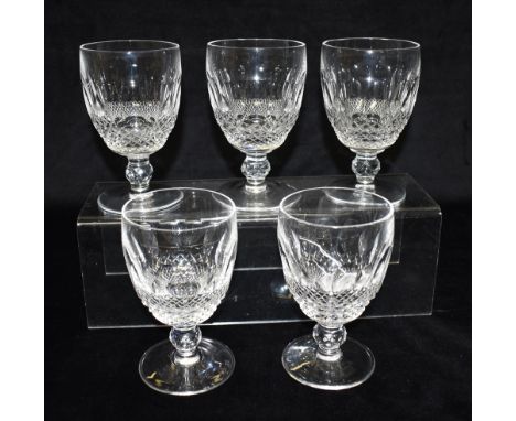 FIVE MATCHING WATERFORD CRYSTAL 'COLLEEN' PATTERN WINE GLASSES 13cm high Condition Report : all in good condtion, no signs of