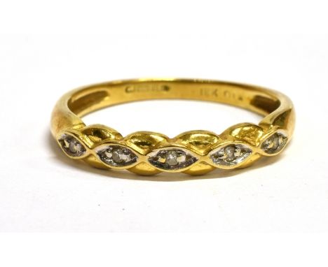 M3097-4 AN 18CT GOLD DIAMOND SET HALF ETERNITY RING  five small round eight cut diamonds to front, hallmarked 18ct gold shank