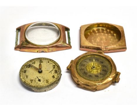 TWO 9CT GOLD VINTAGE WRISTWATCHES  both as found, one with rose gold case, approx. gold weight 6.0grams, the other 9ct yellow