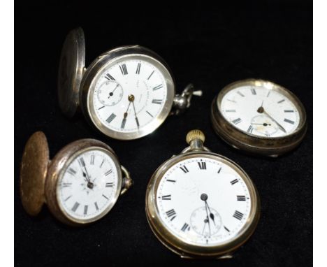 FOUR OPEN FACED POCKET WATCHES Comprising a 935 Swiss silver example marked James Reid &amp; Co Coventry, 52mm keywind moveme