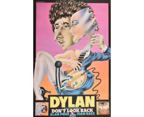 Bob Dylan - Don't Look Back - A vintage 1970s full-colour art music / film poster featuring Dylan, Alan Price and Joan Baez.M
