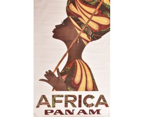 Pan American World Airways - a vintage 20th-century 1960s / 70s Pan Am Africa advertising travel lithograph poster. Printed i