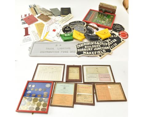 Railwayana - a collection of assorted Railwayana to include; uniform buttons and badges, metal paycheque tokens, National Uni