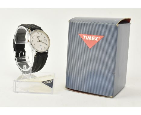 Railwayana - a boxed British Railways BR Timex wristwatch. Arabic numeral chapter ring with a silvered case on a black leathe