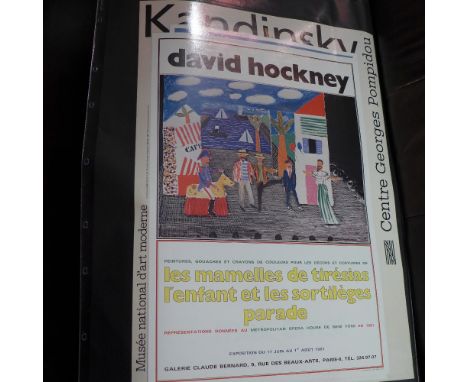 SOLD IN TIMED AUCTION Three unframed French 1970's and 1980's exhibition posters for David Hockney one by Wassily Kandinsky a