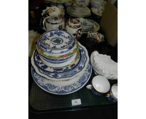 A quantity of mixed ceramics, to include a Mason's jug (at fault) and ginger jar and cover, a Coalport shell form ornamental 