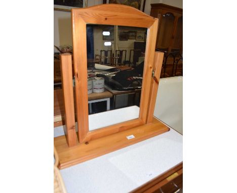 A pine dressing table mirror