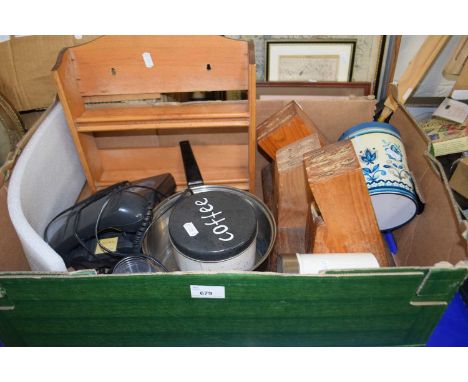 Mixed Lot:  Knife block, spice rack, telephone, storage cannisters etc