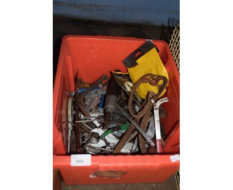 Box of assorted hand tools